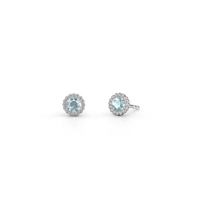 Boucles d'oreilles Queen 585 or blanc aigue-marine 4.2 mm