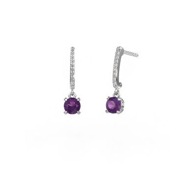 Drop earrings Tanja 1 585 white gold amethyst 5 mm