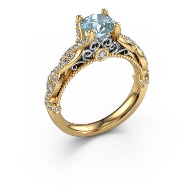 Engagement ring Chantelle 585 gold blue lab grown diamond 6.5 mm