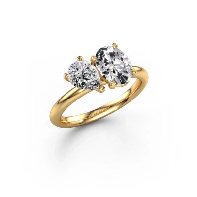 Engagement ring Toi et Moi OVL-PER 585 gold lab grown diamond 1.75 crt