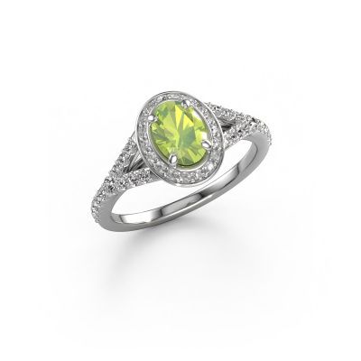 Engagement ring Pamela OVL 950 platinum peridot 7x5 mm