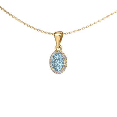 Pendant Seline ovl 585 gold blue lab grown diamond 7x5 mm