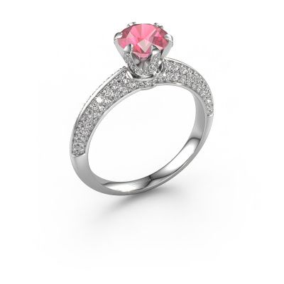 Engagement ring Abby 950 platinum tourmaline pink 6.5 mm