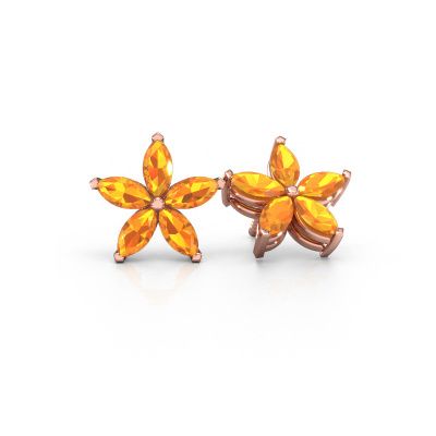 Clous d'oreilles Sylvana 585 or rose citrine 5x2.5 mm