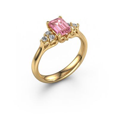 Engagement ring Myrna EME 585 gold pink lab grown diamond 6x4 mm