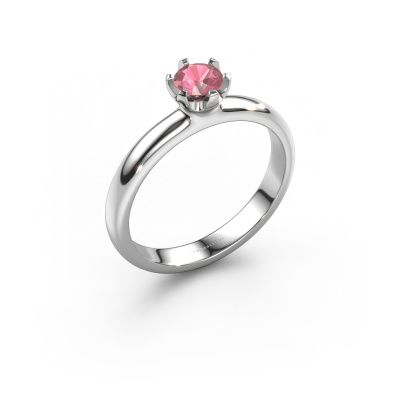 Engagement ring Lorretta 585 white gold tourmaline pink 4.7 mm