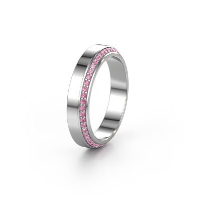Trouwring WH2106L14C 585 witgoud roze saffier ±4x2.2 mm