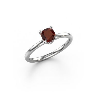 Engagement ring Crystal CUS 3 585 white gold garnet 5 mm