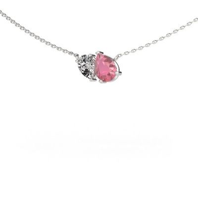 Pendant Toi et Moi PER PER 585 white gold tourmaline pink 8x6 mm