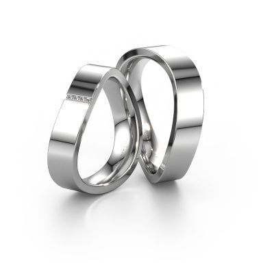 Alliances set WH2046LM15CP ±5x2.2 mm 14 Carat or blanc diamant 0.007 crt