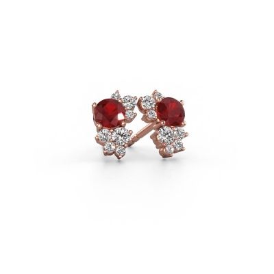 Stud earrings Veronica 585 rose gold ruby 4.2 mm