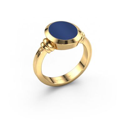 Chevalière Jake 2 585 or jaune lapis lazuli 12x10 mm