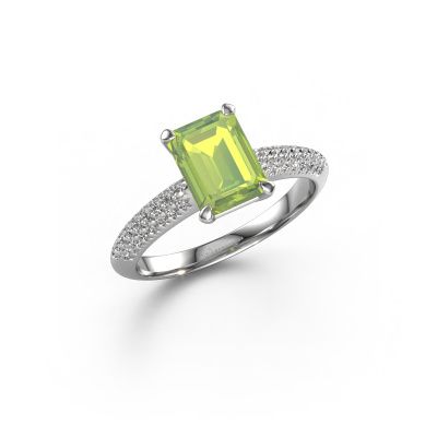 Engagement ring Morane EME 585 white gold peridot 8x6 mm