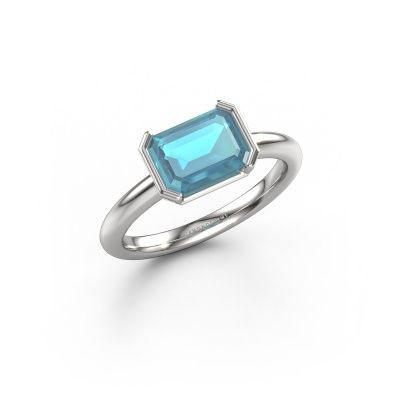 Verlobungsring Tayler EME 950 Platin Blau Topas 8x6 mm