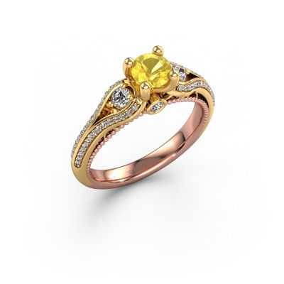 Verlobungsring Nikita 585 Roségold Gelb Saphir 5 mm