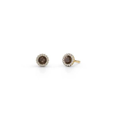 Boucles d'oreilles Queen 585 or jaune quartz fumé 4.2 mm