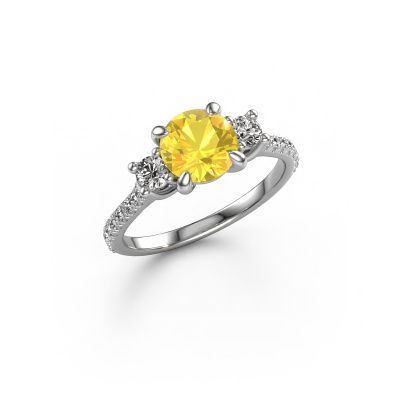 Engagement ring Jesica 950 platinum yellow sapphire 6.8 mm
