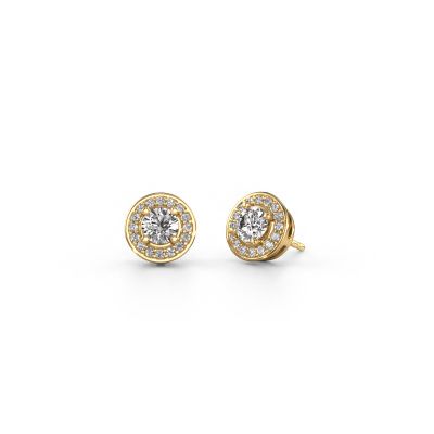 Stud earrings Agaat 585 gold zirconia 5 mm