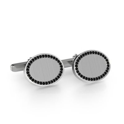 Boutons de manchettes Richano 585 or blanc diamant noir 0.612 crt