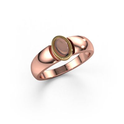 Ring Tonneke 585 rose gold smokey quartz 6x4 mm