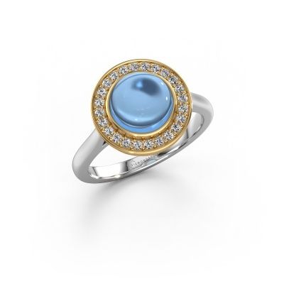 Ring Alisa 585 Weißgold Blau Topas 8 mm