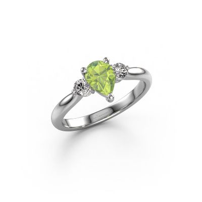 Verlobungsring Lieselot PER 585 Weißgold Peridot 7x5 mm