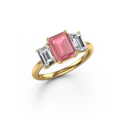 Engagement ring Sandra 585 gold tourmaline pink 9x7 mm