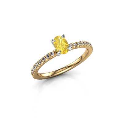 Verlovingsring Crystal OVL 2 585 goud gele saffier 6x4 mm