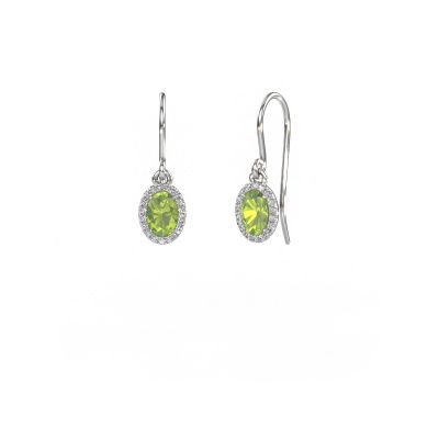 Drop earrings Seline ovl 585 white gold peridot 6x4 mm
