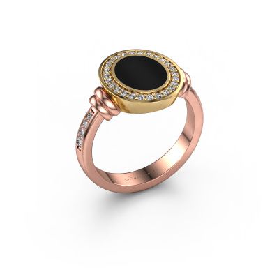 Zegelring Servie 1 585 rosé goud onyx 10x8 mm