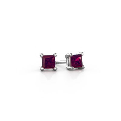 Clous d'oreilles Sam square 950 platine rhodolite 4 mm