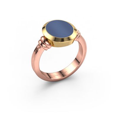 Signet ring Jake 2 585 rose gold blue sardonyx 12x10 mm