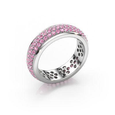 Ring Tara 585 white gold pink sapphire 1.3 mm