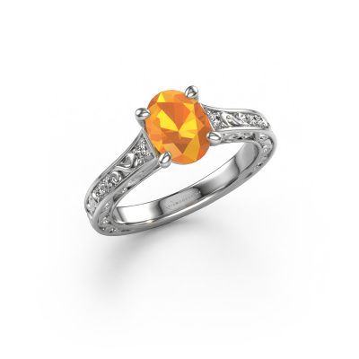 Bague de fiançailles Mallory ovl 950 platine citrine 8x6 mm
