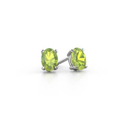 Clous d'oreilles Sam OVL 950 platine péridot 7x5 mm