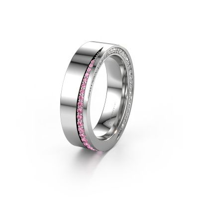 Trouwring WH1002L15DP 950 platina roze saffier ±6x2.3 mm