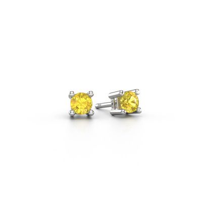 Clous d'oreilles Eline 950 platine saphir jaune 5 mm