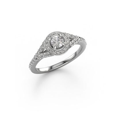 Bague de fiançailles Pamela RND 585 or blanc diamant 0.517 crt
