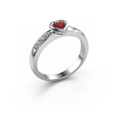 Bague de fiançailles Lieke Heart 585 or blanc rubis 4 mm