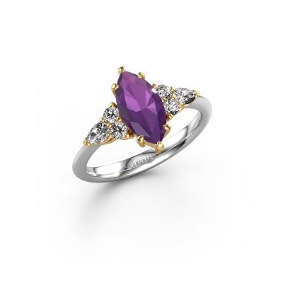 Verlobungsring Melani MRQ 585 Weißgold Amethyst 11x5.5 mm