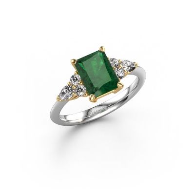 Engagement ring Melani RAD 585 white gold emerald 8x6 mm