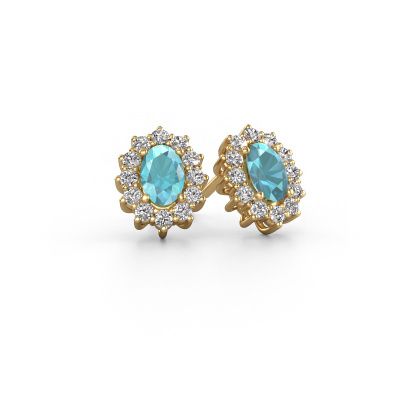 Boucles d'oreilles Margien 585 or jaune topaze bleue 6x4 mm