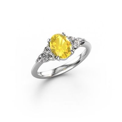 Engagement ring Melani OVL 950 platinum yellow sapphire 8x6 mm