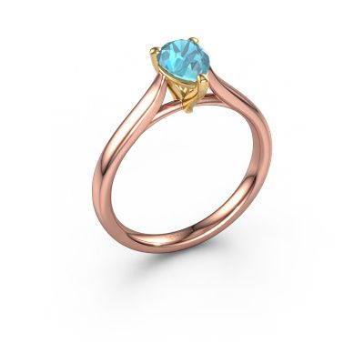 Engagement ring Mignon PER 1 585 rose gold blue topaz 7x5 mm