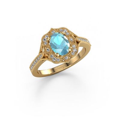 Engagement ring Loni 585 gold blue topaz 7,5x5,5 mm