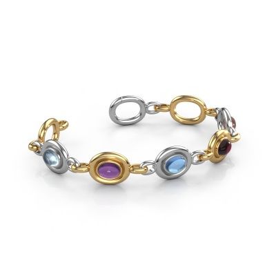 Gliederarmband Maxima 5 585 Weißgold Aquamarin 8x6 mm