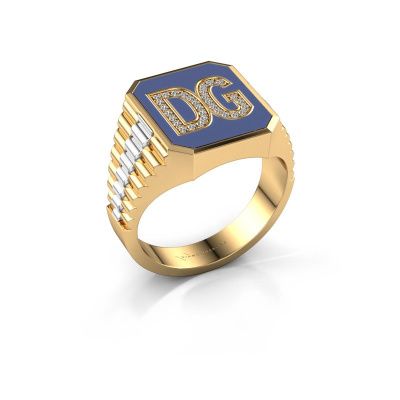 Signet ring Stephan 2 585 gold diamond 0.124 crt