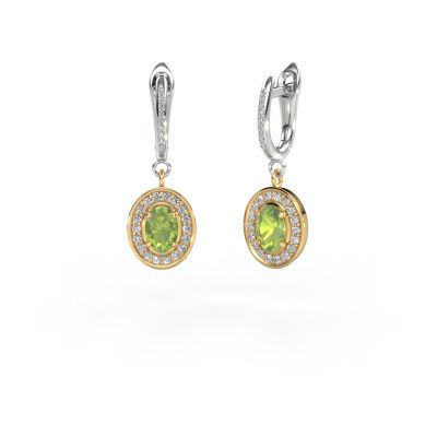 Drop earrings Layne 2 585 gold peridot 7x5 mm