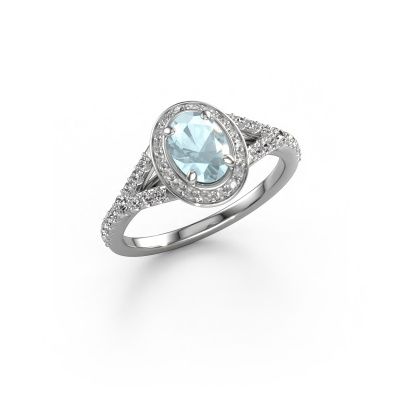 Engagement ring Pamela OVL 950 platinum aquamarine 7x5 mm