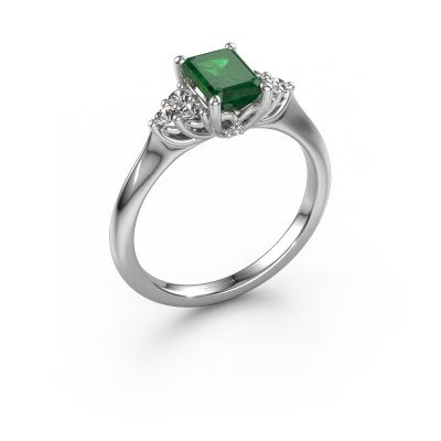 Engagement ring Felipa EME 950 platinum emerald 7x5 mm
